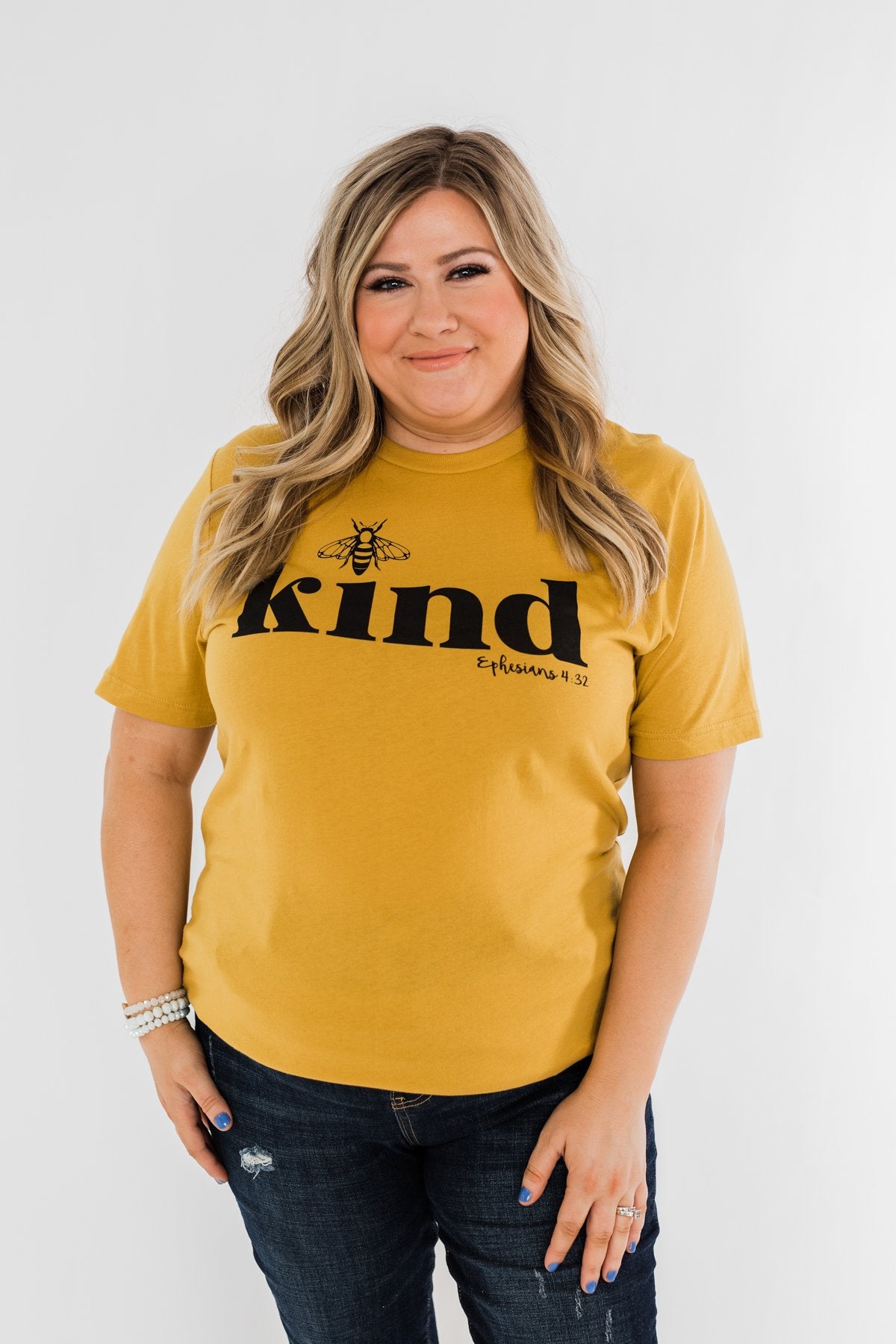 "Bee Kind" Ephesians 4:32 Graphic Tee- Mustard