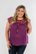 Tell Me You Love Me Embroidered Floral Top- Magenta