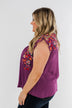 Tell Me You Love Me Embroidered Floral Top- Magenta