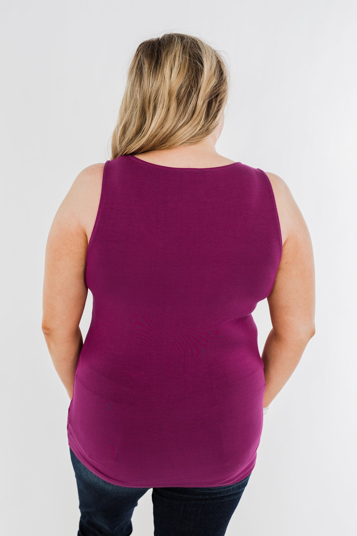 Places to Go Criss Cross Tank Top- Magenta