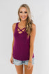 Places to Go Criss Cross Tank Top- Magenta