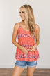Picture This Floral Tank Top- Bright Coral
