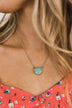 Charming Marble Pendant Gold Necklace- Turquoise