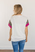 Courageous Hope Color Block Top- Ivory, Leopard & Pink