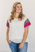 Courageous Hope Color Block Top- Ivory, Leopard & Pink