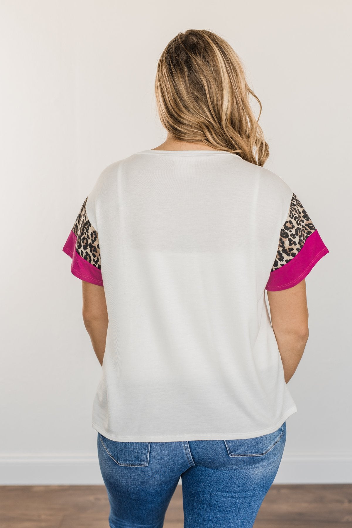 Courageous Hope Color Block Top- Ivory, Leopard & Pink