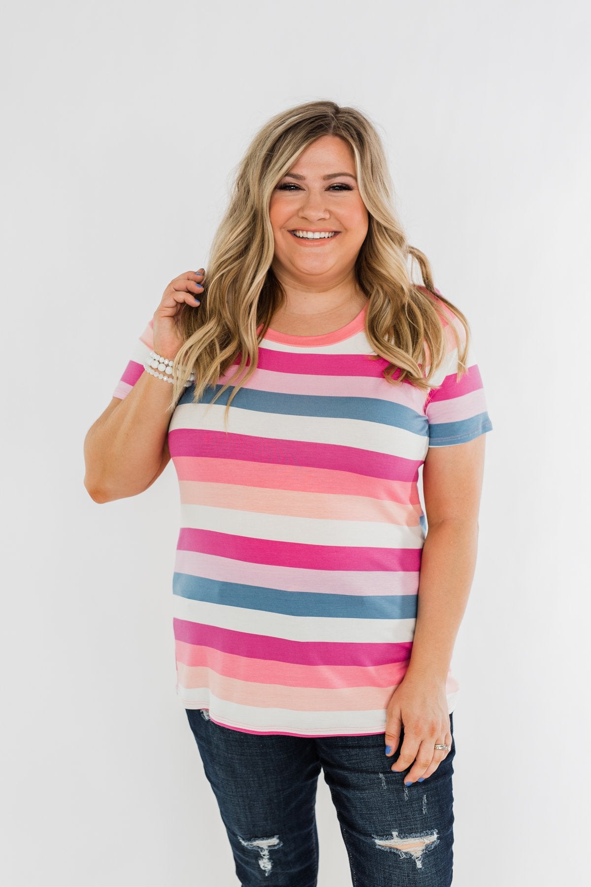 Promise Me This Striped Top- Shades of Pink
