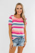 Promise Me This Striped Top- Shades of Pink