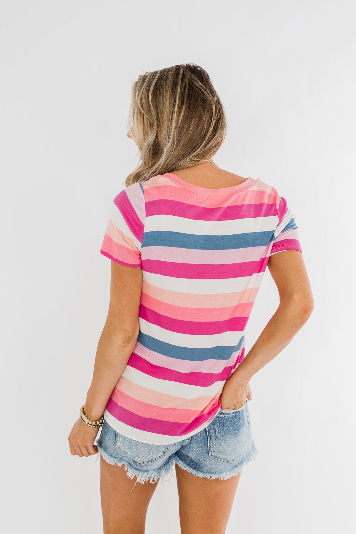 Promise Me This Striped Top- Shades of Pink