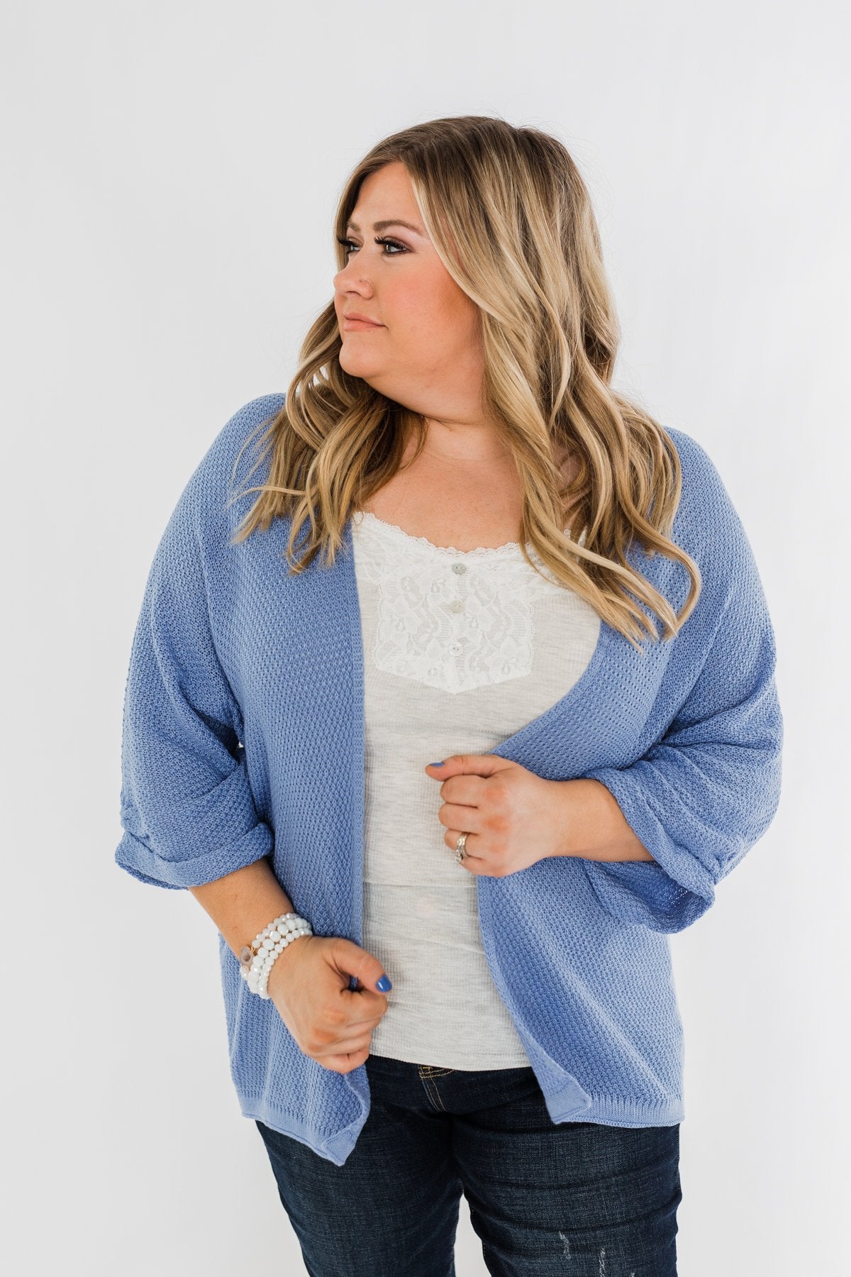 The Perfect Knit Cardigan- Periwinkle