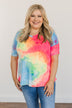 Fun Under The Sun Tie Dye Top- Neon Pink, Blue & Yellow