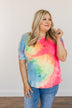 Fun Under The Sun Tie Dye Top- Neon Pink, Blue & Yellow