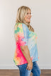 Fun Under The Sun Tie Dye Top- Neon Pink, Blue & Yellow