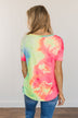 Fun Under The Sun Tie Dye Top- Neon Pink, Blue & Yellow