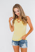 Places to Go Criss Cross Tank Top- Yellow