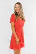 Ready For More Ruffle Dress- Dark Coral