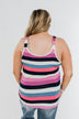 Cute & Colorful Striped Button Tank- Shades of Pink & Blue