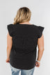 Floral Embroider & Polka Dot Top- Black