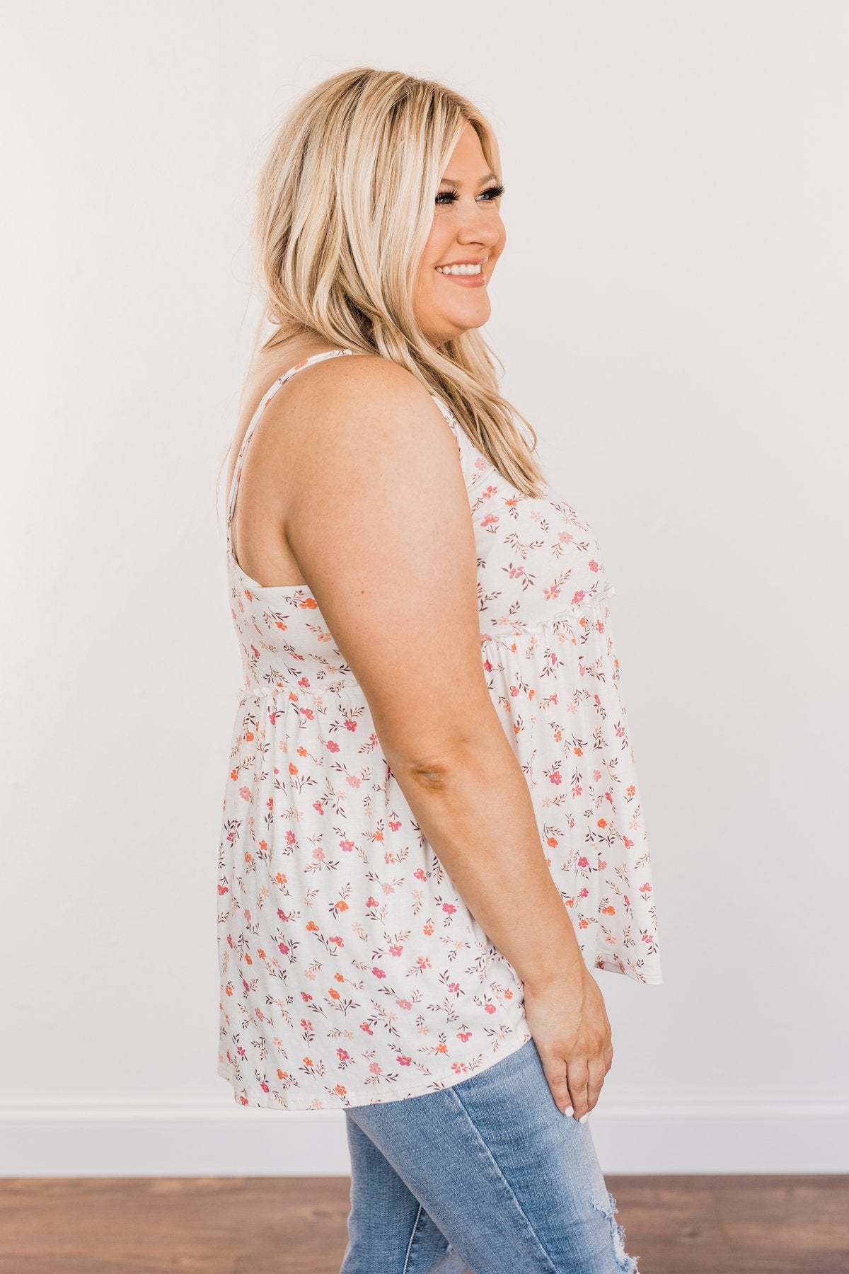 Find Me In The Garden Floral Tank Top- Ivory