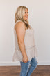 Hope For Tomorrow Floral Tie Tank Top- Light Taupe