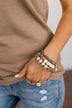 Exquisite Chain Link & Beaded Bracelet Set- Grey & Gold