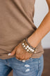 Exquisite Chain Link & Beaded Bracelet Set- Grey & Gold