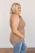 Wishful Thinking Button Henley Tank Top- Mocha