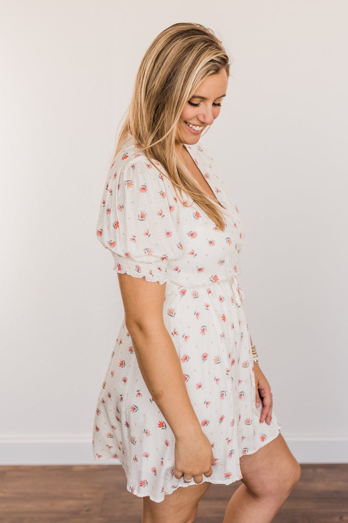 Enjoy The Simple Things Wrap Dress- Ivory – The Pulse Boutique image.