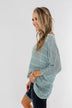 Follow My Lead Striped Knit Top- Slate Blue