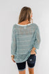 Follow My Lead Striped Knit Top- Slate Blue