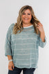 Follow My Lead Striped Knit Top- Slate Blue
