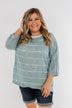 Follow My Lead Striped Knit Top- Slate Blue