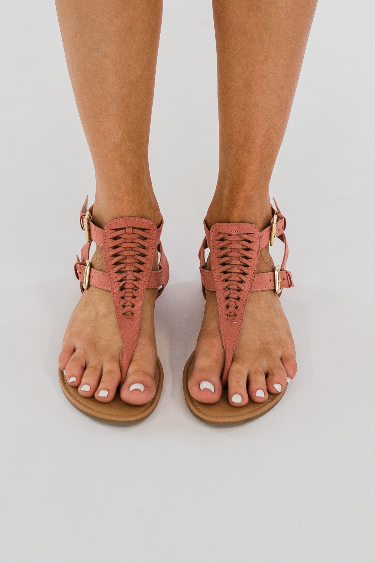 Qupid Archer Sandals- Dusty Rose Suede