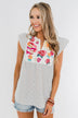 Floral Embroider & Polka Dot Top- Ivory