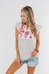 Floral Embroider & Polka Dot Top- Ivory