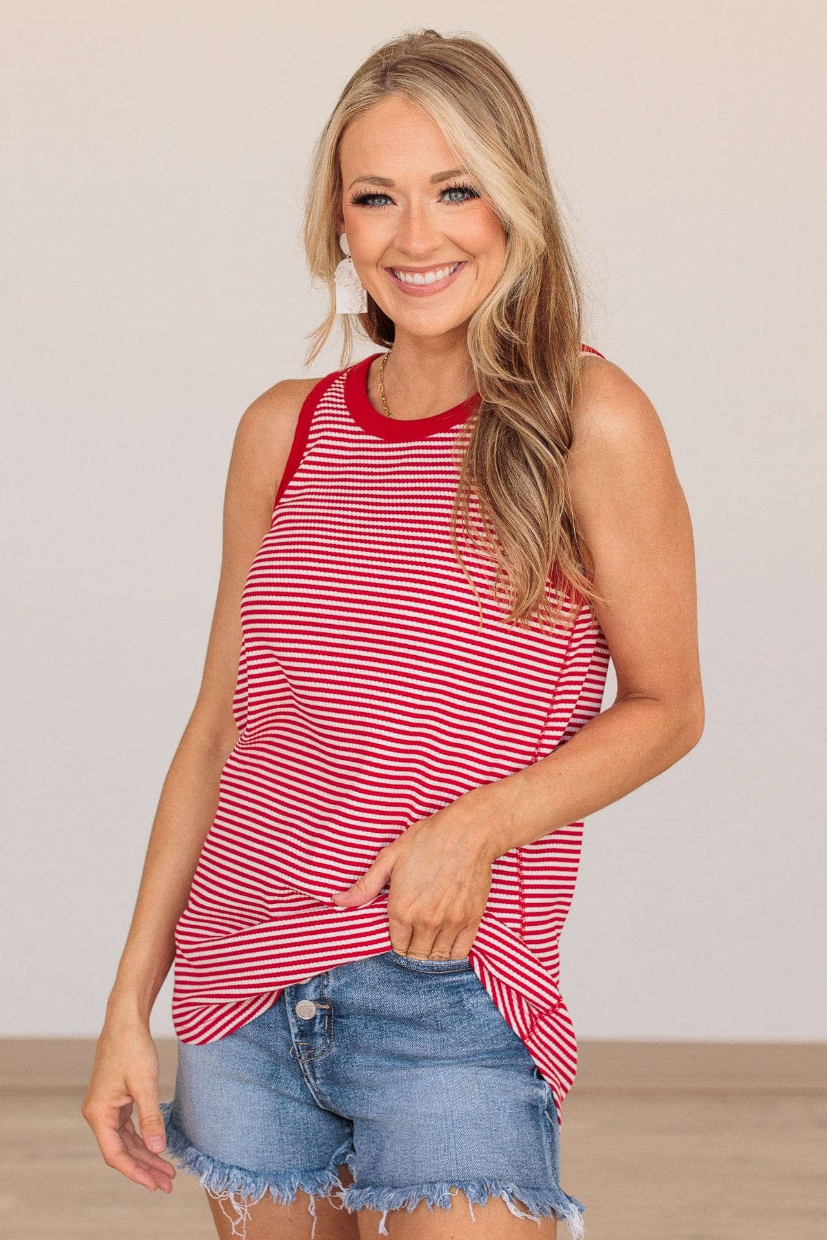 Be Who You Want To Be Striped Tank- Red