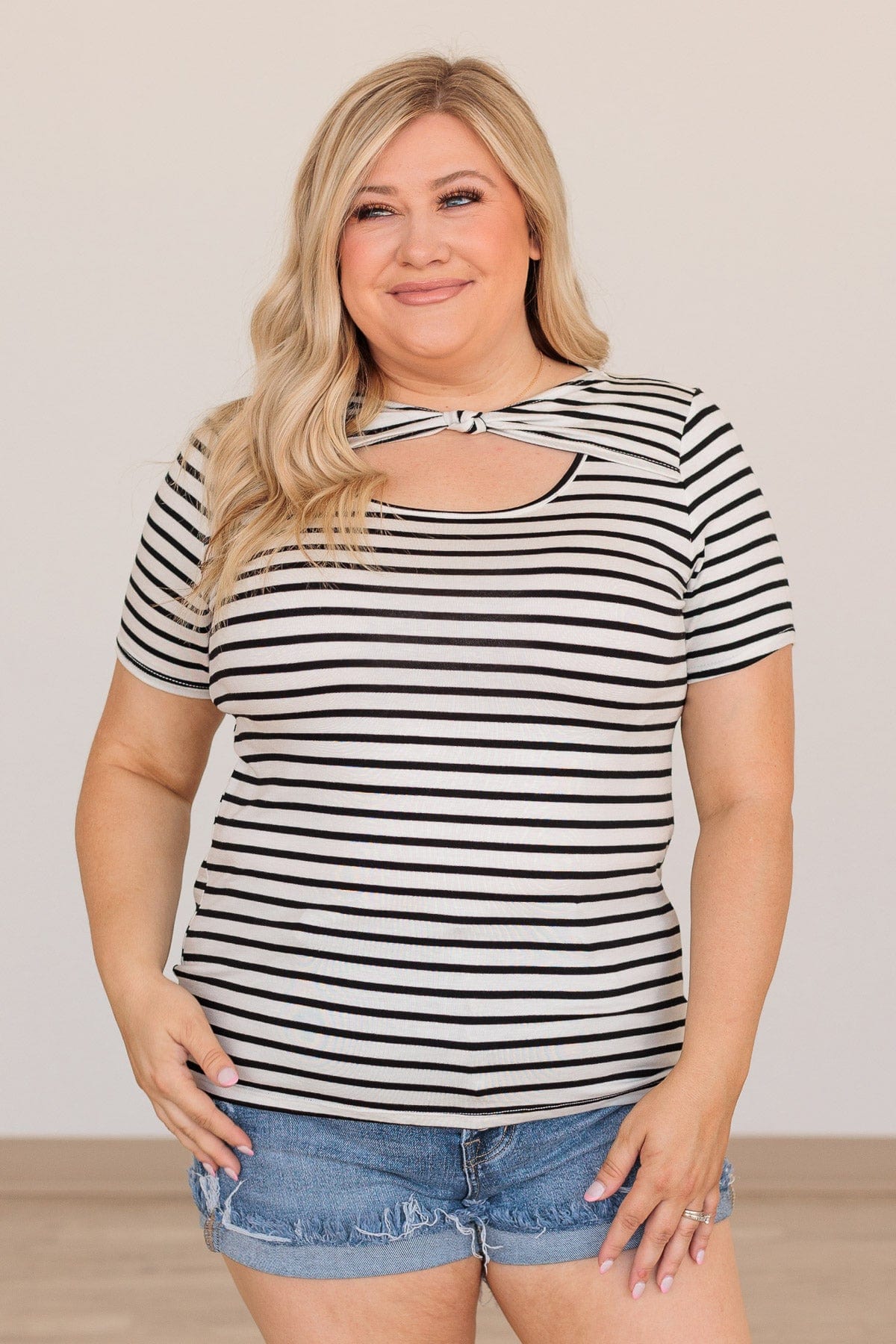 Turn Up The Volume Striped Top- Black