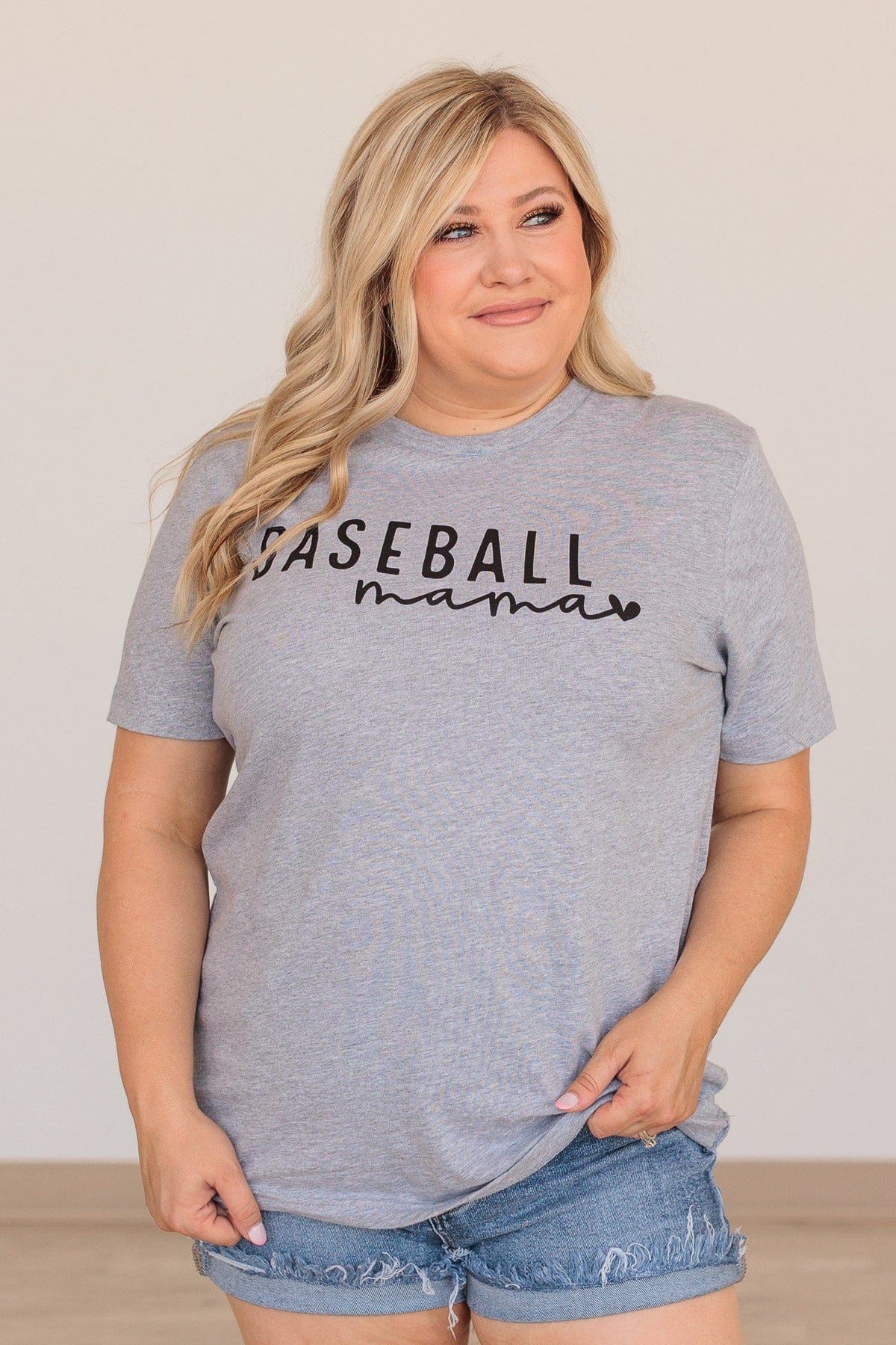 "Baseball Mama" Graphic Tee- Heather Gray