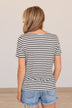 Turn Up The Volume Striped Top- Black