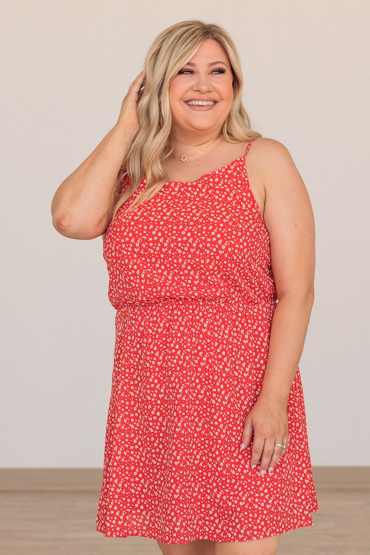 Gracious Feelings Floral Mini Dress- Red