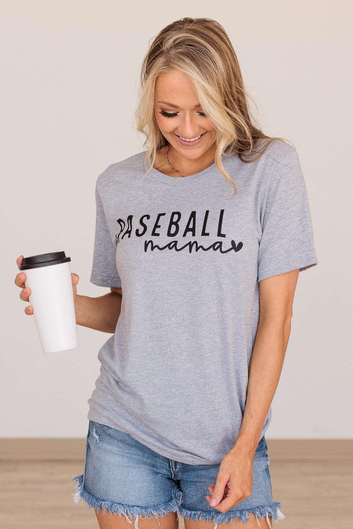 "Baseball Mama" Graphic Tee- Heather Gray