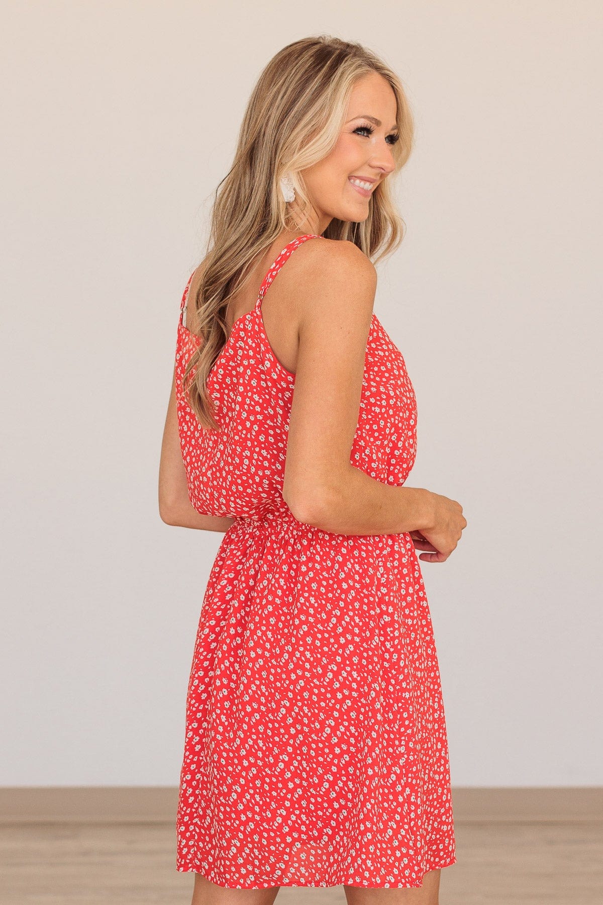 Gracious Feelings Floral Mini Dress- Red