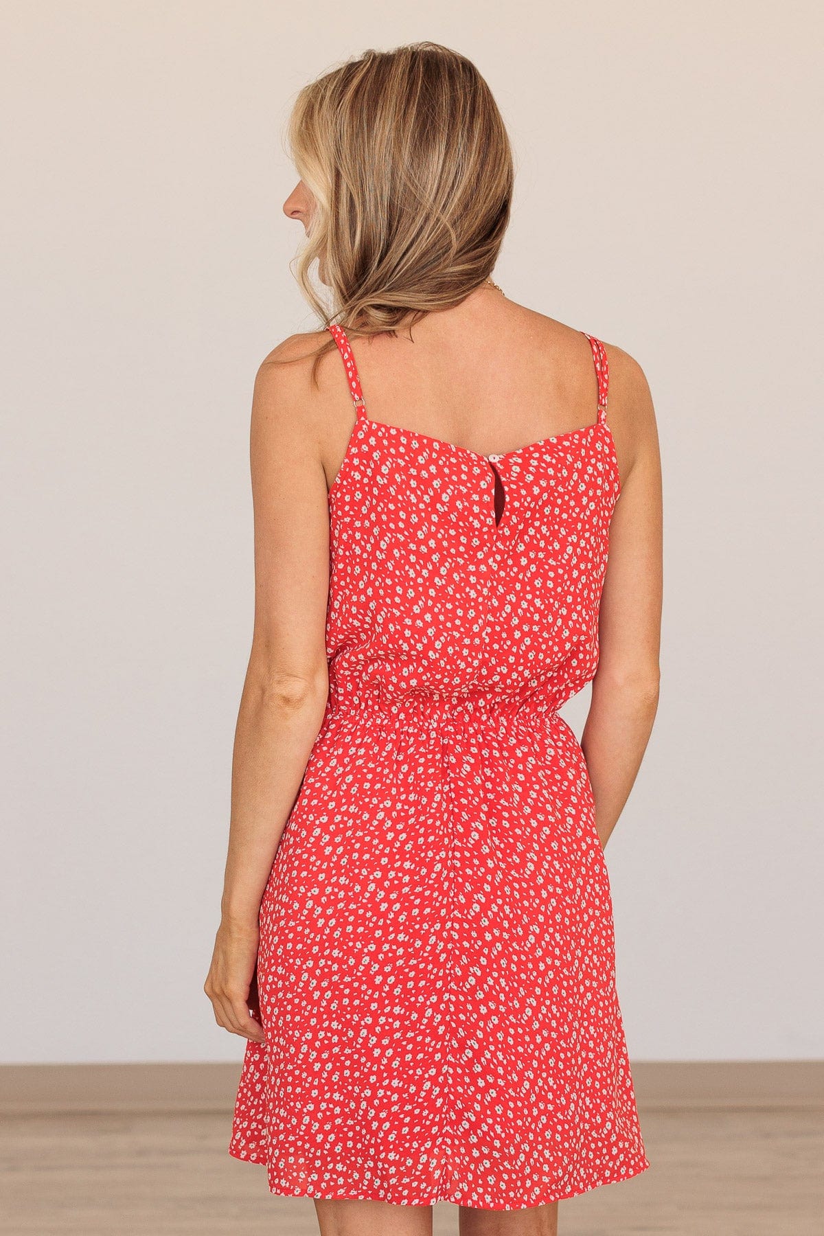Gracious Feelings Floral Mini Dress- Red