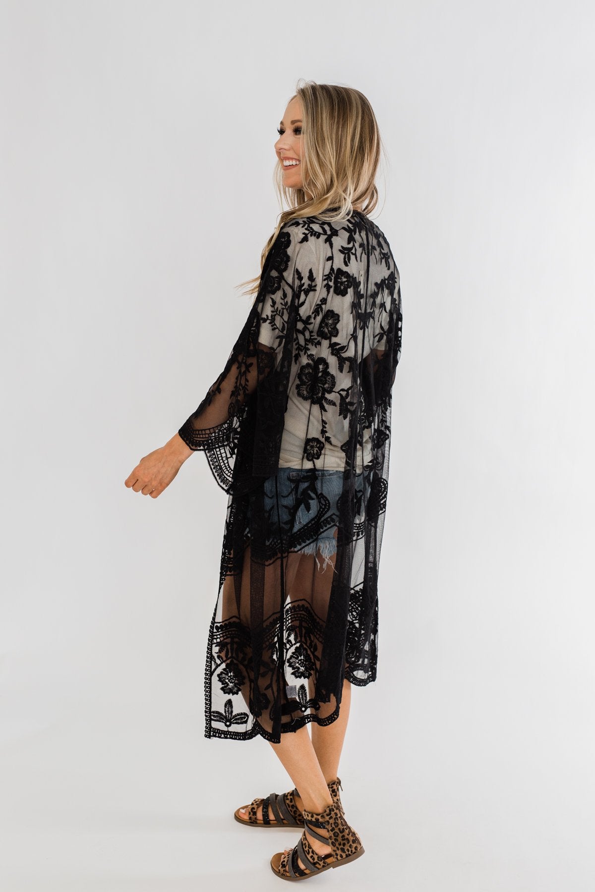 Black lace kimono outfit cheap