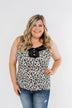 Pulse Basics Lace Trim Button Tank- Ivory Leopard