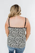 Pulse Basics Lace Trim Button Tank- Ivory Leopard