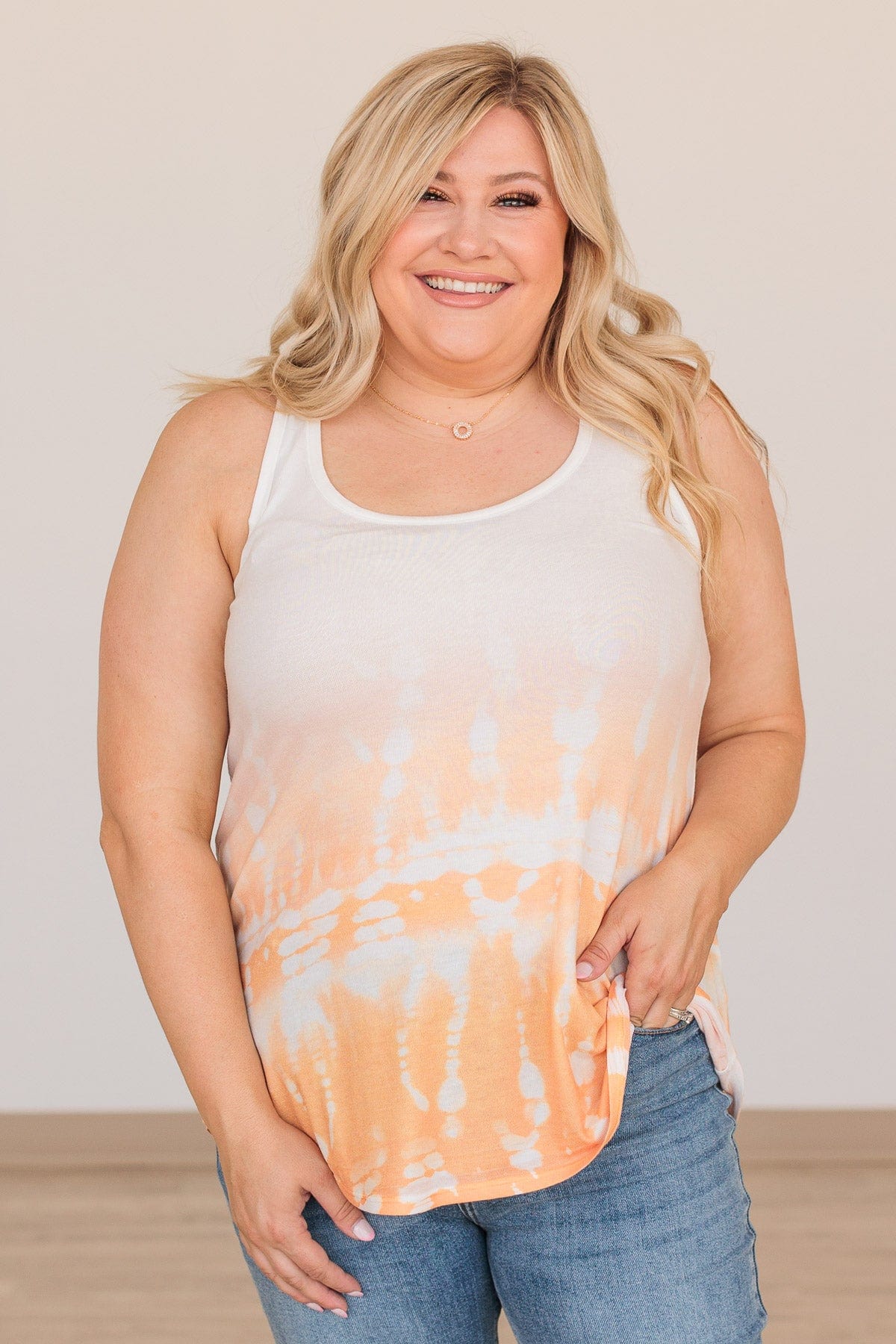 Search For Love Tie Dye Tank- Ivory & Orange