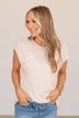 Be Joyful Cap Sleeve Ribbed Top- Cream