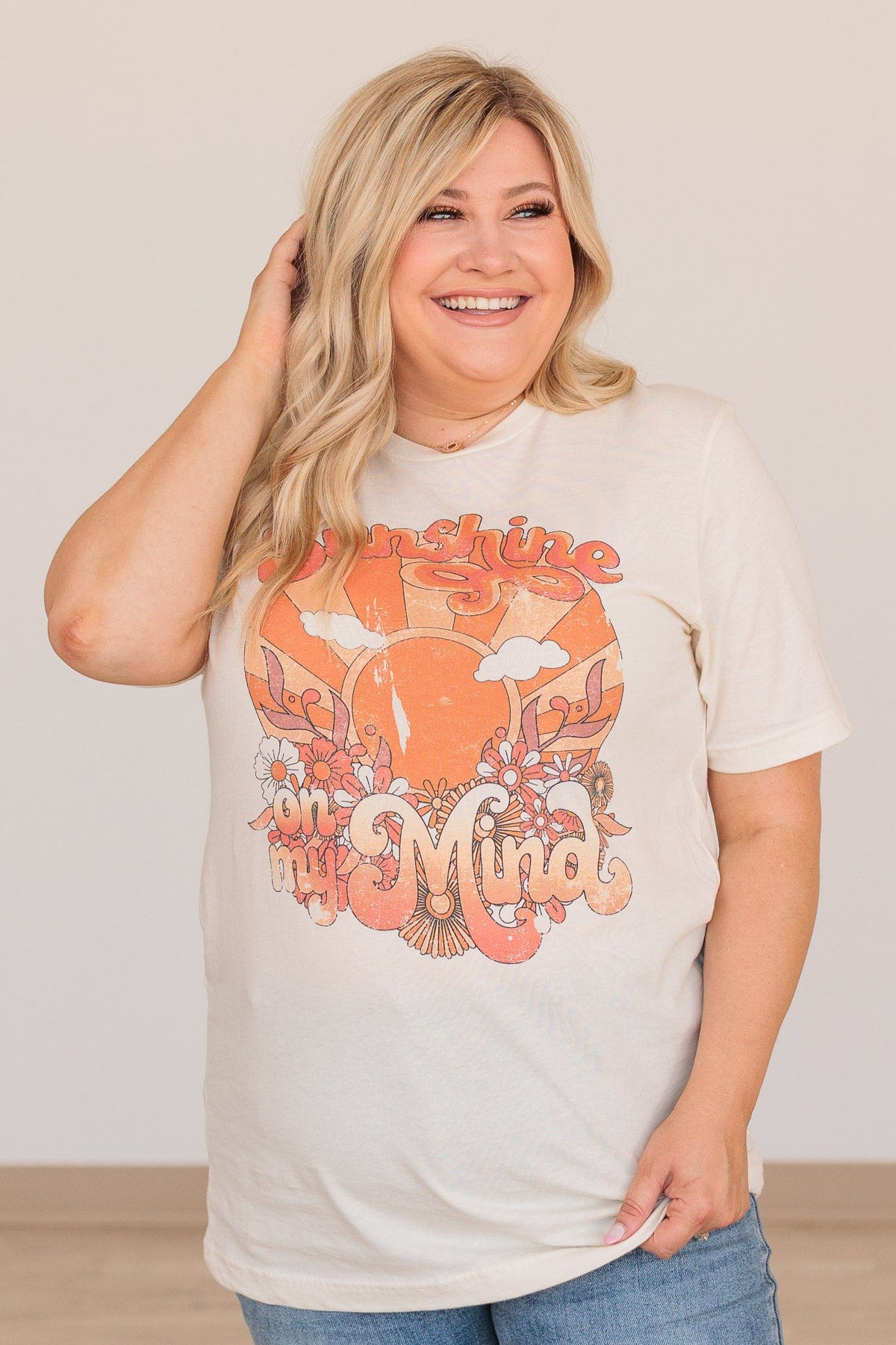 "Sunshine On My Mind" Graphic Tee- Cream