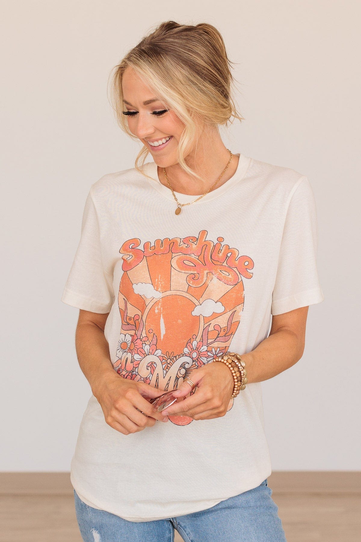 "Sunshine On My Mind" Graphic Tee- Cream